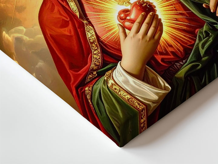 Immaculate Heart of Mary Canvas – Lily, Golden Halo & Red-Green Robes - Gifitto