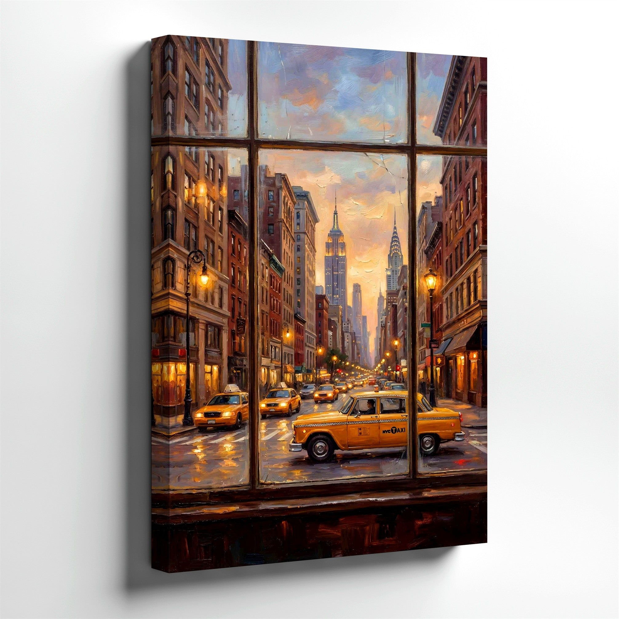 Wall Art New York City Street Taxi Painting Urban Window View