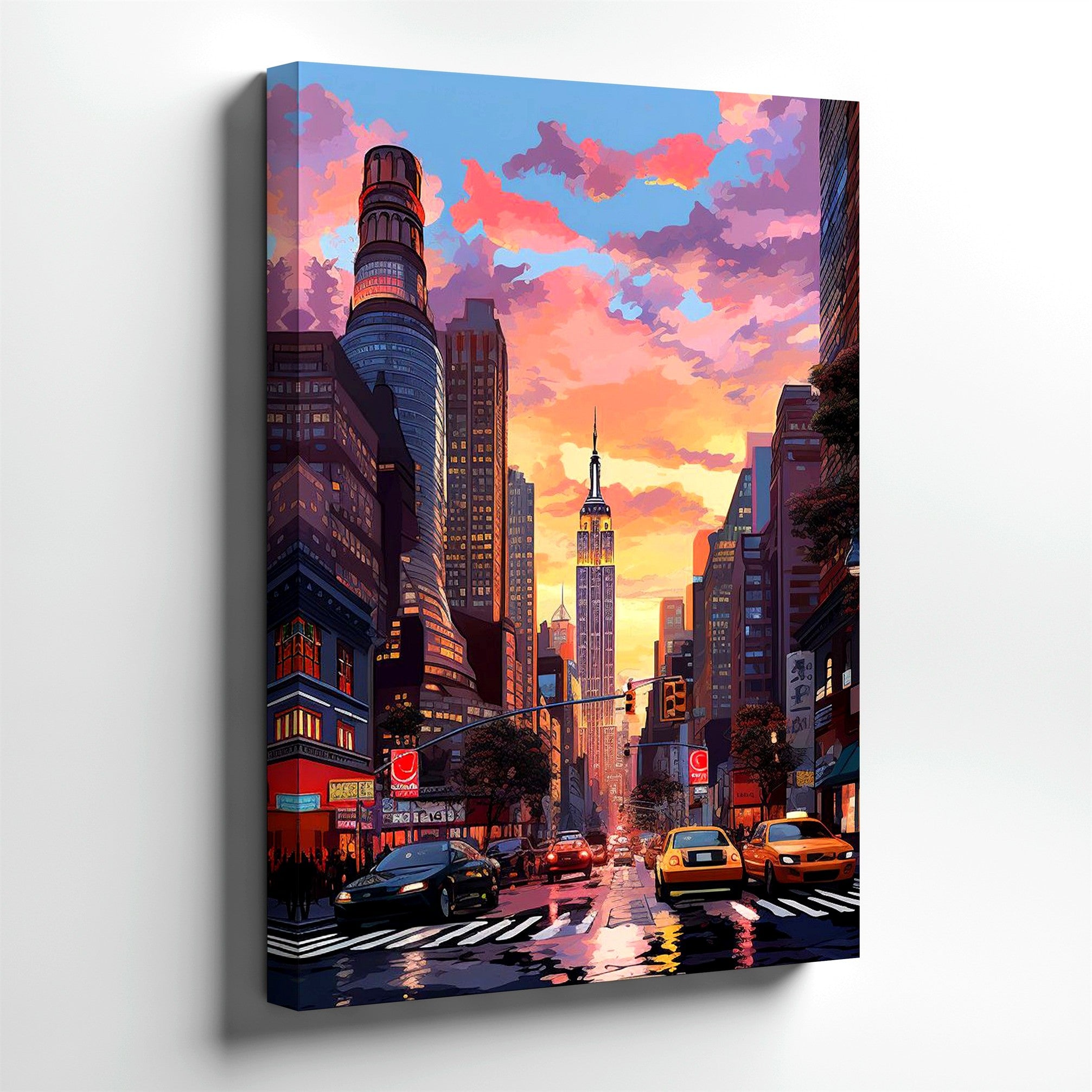 アンタイトルド・シティスケイプ (The Untitled Cityscape) Wall Art New York City Sunset Street Scene Canvas Print Urban
