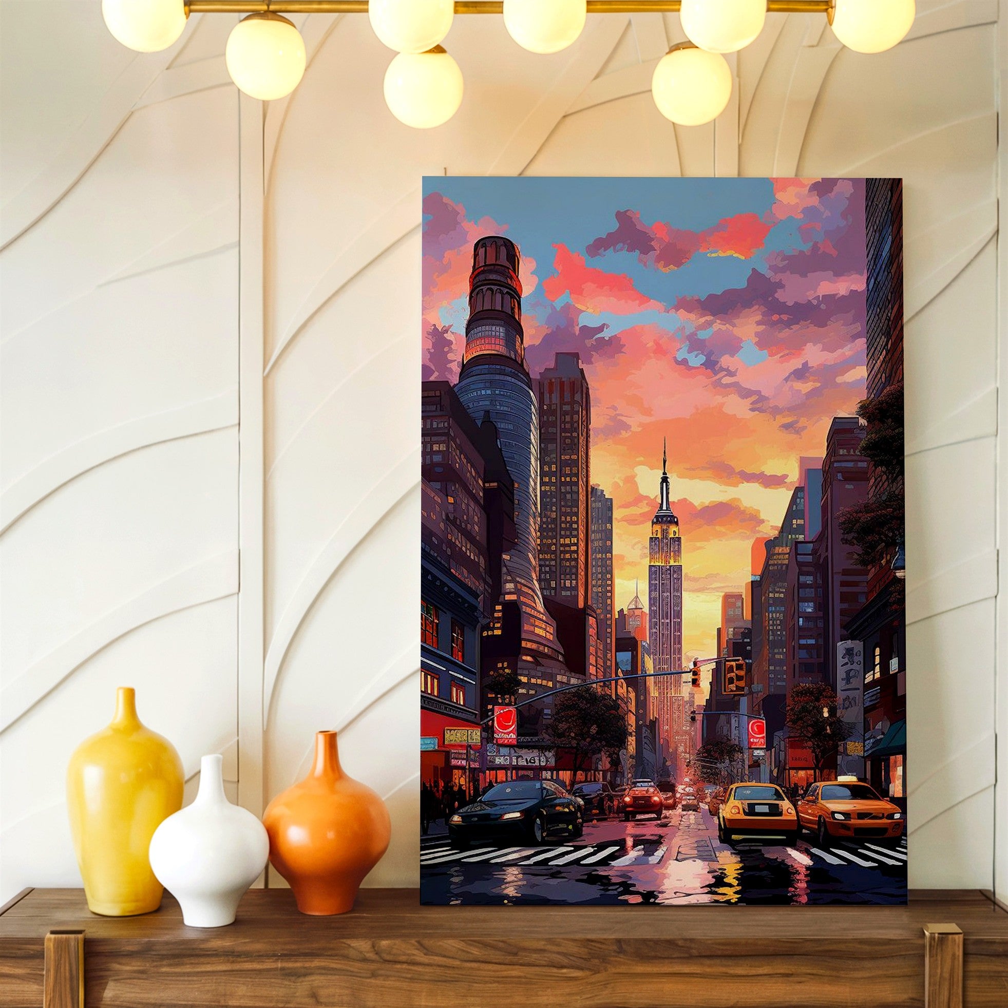 Wall Art New York City Sunset Street Scene Canvas Print Urban