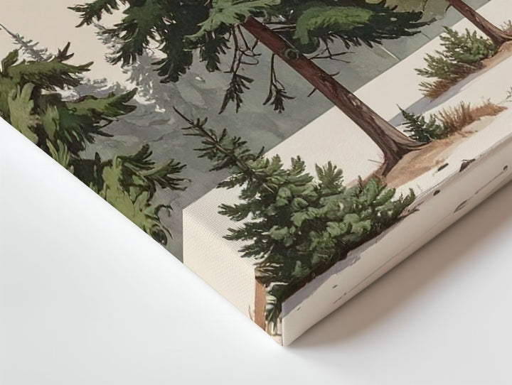Watercolor Pine Row Canvas – Minimalist Evergreen Nature Art - Gifitto