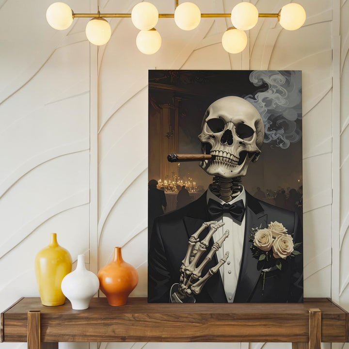 Dapper Skeleton Canvas – Elegant Halloween Tuxedo & Macabre Charm Wall Art - Gifitto