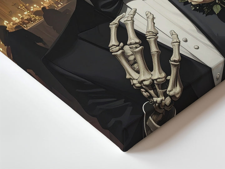 Dapper Skeleton Canvas – Elegant Halloween Tuxedo & Macabre Charm Wall Art - Gifitto