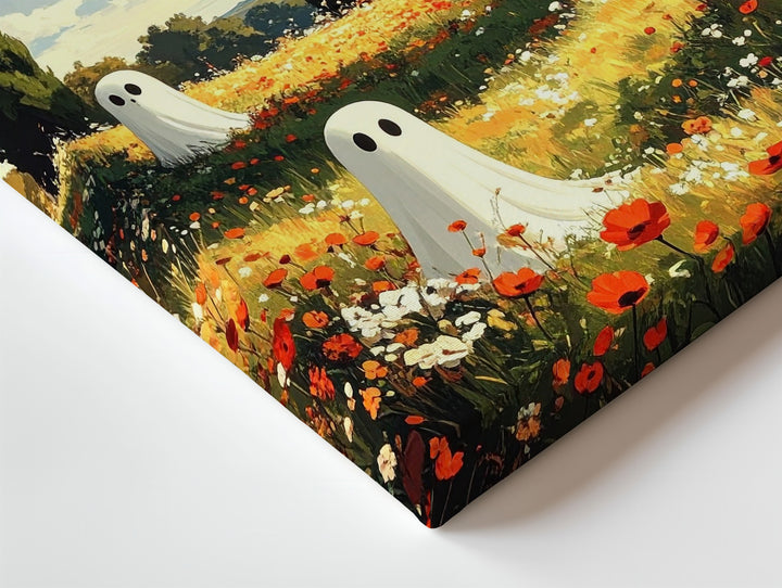 Gentle Spirits in Wildflower Field – Dreamy Halloween Canvas Art - Gifitto
