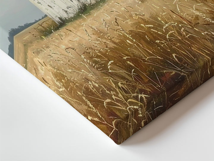 Weathered Barn with Flag Canvas – Quiet Rural Americana Wall Art - Gifitto