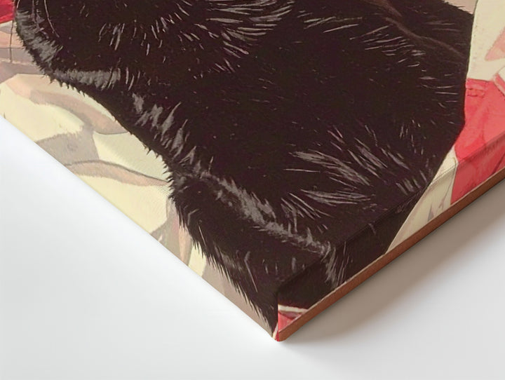 Curious Black Cat & Flag Canvas – Playful Patriotic Feline Wall Art - Gifitto