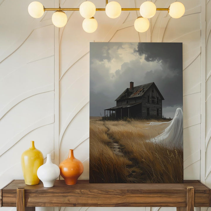 Ghost in the Field Canvas – Abandoned House & Windblown Silence Wall Art - Gifitto