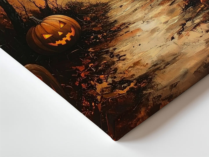 Winding Autumn Trail Canvas – Jack-O'-Lantern Path with Glowing Horizon - Gifitto