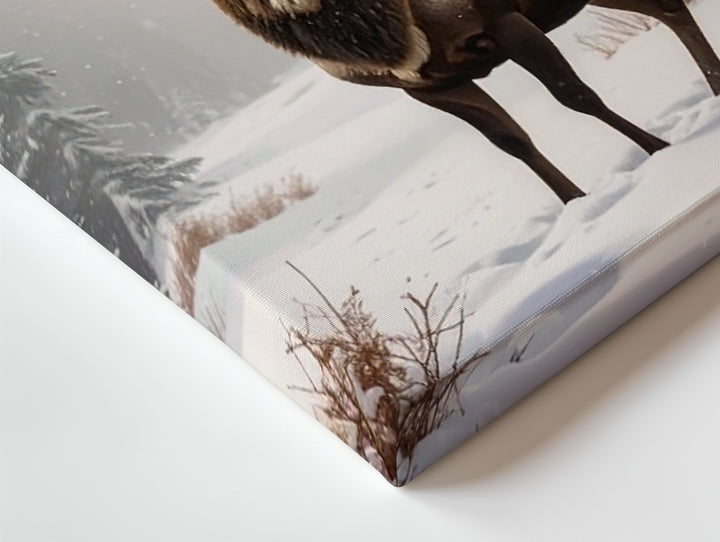 Majestic Reindeer Canvas – Serene Winter Forest with Snow-Covered Pines - Gifitto