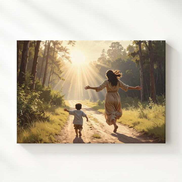 Return to Grace Canvas – Emotional Forest Reunion Scene of Love and Light - Gifitto