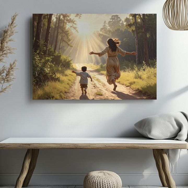 Return to Grace Canvas – Emotional Forest Reunion Scene of Love and Light - Gifitto