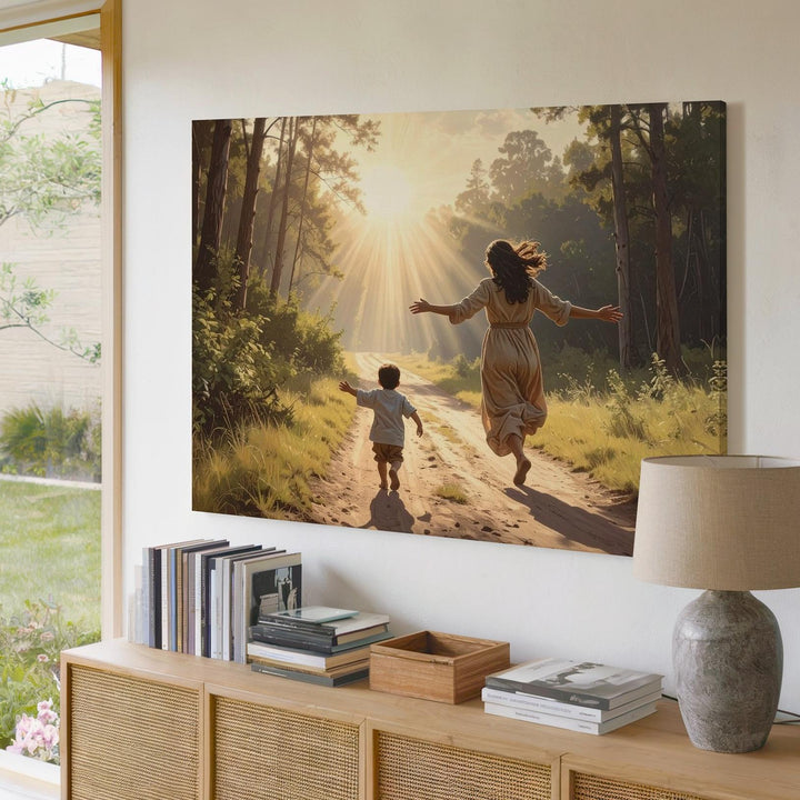 Return to Grace Canvas – Emotional Forest Reunion Scene of Love and Light - Gifitto