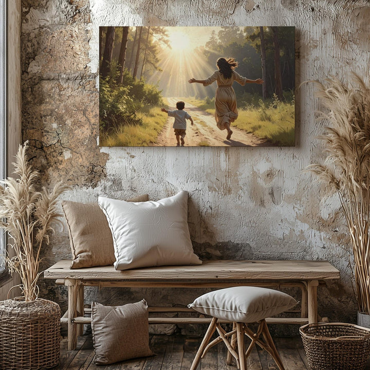 Return to Grace Canvas – Emotional Forest Reunion Scene of Love and Light - Gifitto