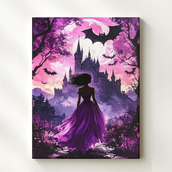 Enchanted Gaze Canvas – Gothic Fairytale Wall Art with Castle & Bats - Gifitto