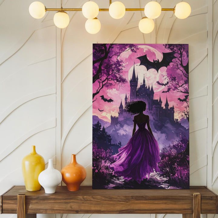 Enchanted Gaze Canvas – Gothic Fairytale Wall Art with Castle & Bats - Gifitto