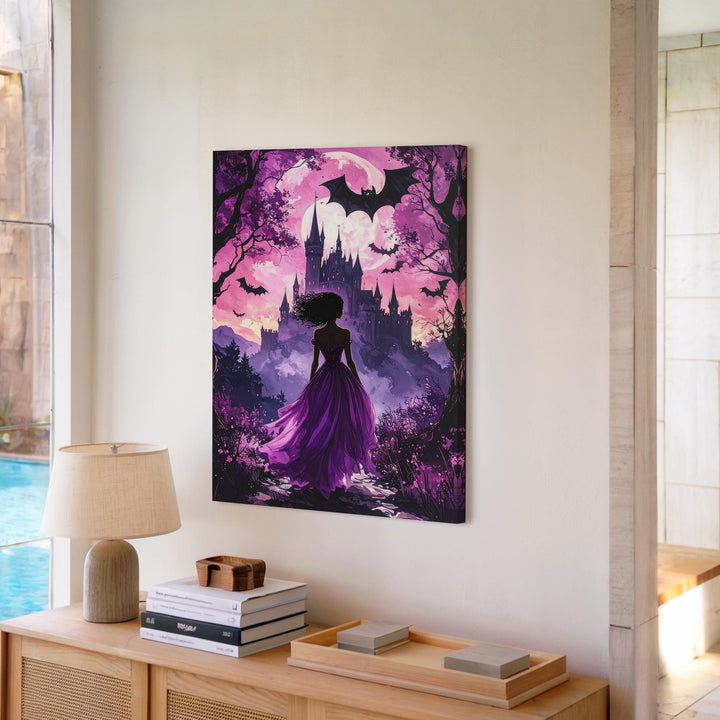 Enchanted Gaze Canvas – Gothic Fairytale Wall Art with Castle & Bats - Gifitto